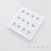 12PCS OF MULTI CZ HEART CLUSTER 316L SURGICAL STEEL L SHAPE STUD BOX